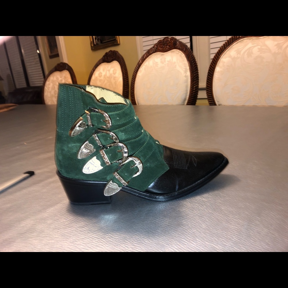 Toga Pulla Green Calf Half Leather Half Suede Boot - Picture 2 of 6